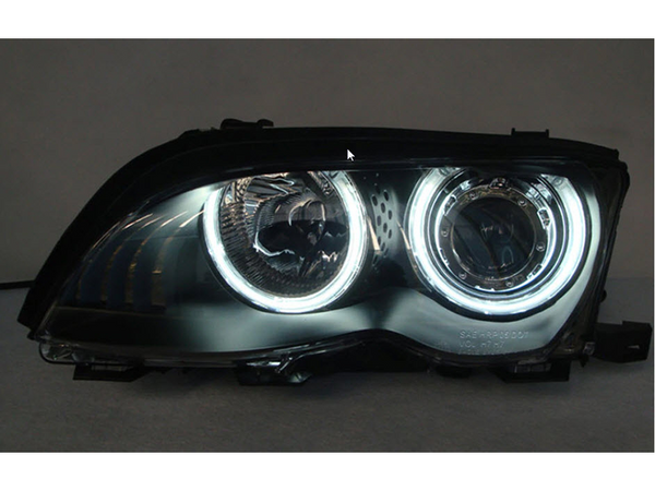 BMW E46 3 Series Facelift Sedan Touring Headlights with LED Angel Eyes - BavarianMotorWorkshop.com