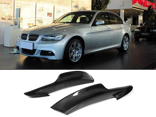 BMW E90 E91 LCI 3 Series Front Splitters Carbon Fiber Standard Bumper - BavarianMotorWorkshop.com